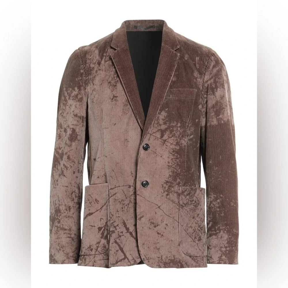 NWT Mauro Grifoni Ribbed Velvet Corduroy Blazer Sports Coat Brown IT Sz 54